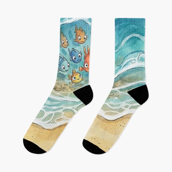 Item preview, Happy Little Fish Watercolor Beach Shore Art designed and sold by Trevor Cutler.