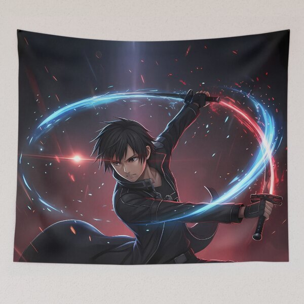 Item preview, Kirito Sword Art Online Neon Arc Heroic Motion designed and sold by B5fivemerch.