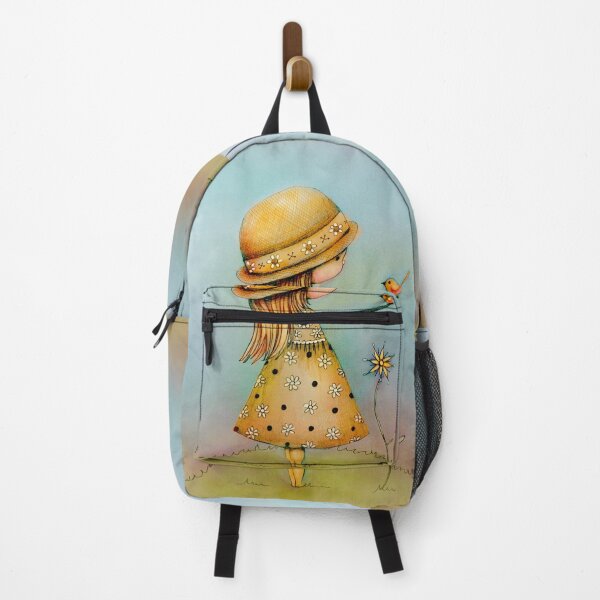 Item preview, Cute Whimsical Girl in Nature with Bird and Flower designed and sold by Karin Taylor.