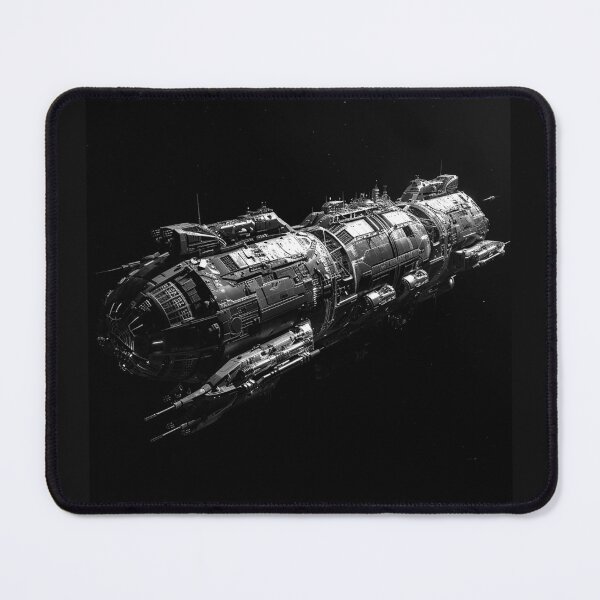 Item preview, Detailed Interstellar Spaceship – Black and White Sci-Fi Art designed and sold by inkoutninja.