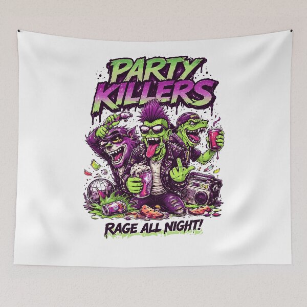 Item preview, Party Killers Rage All Night Monsters Illustration designed and sold by Matinez Pink.
