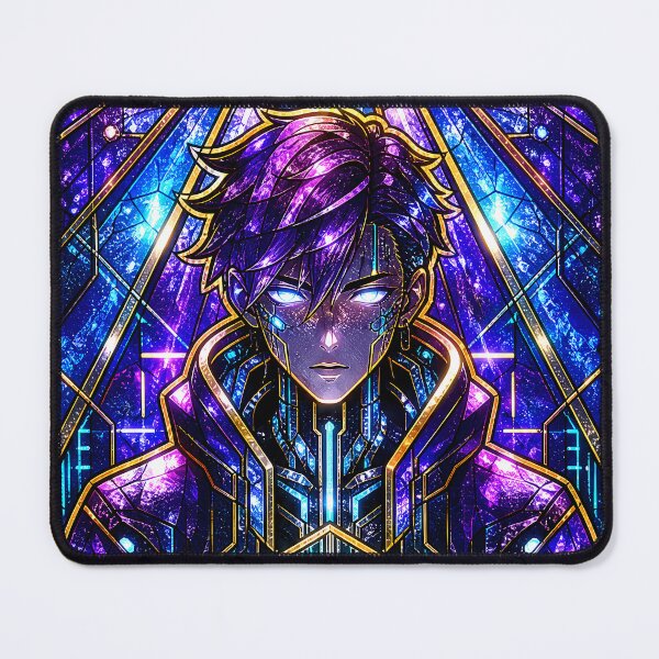 Item preview, Netrunner Stained Glass Purple Cyberpunk Anime Art designed and sold by LuisWorks.