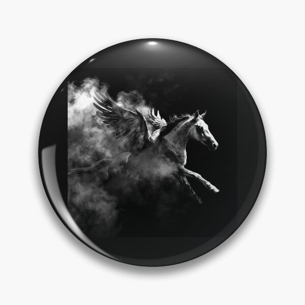 Item preview, Winged Pegasus Horse in Smoke – Black and White Fantasy Art designed and sold by inkoutninja.