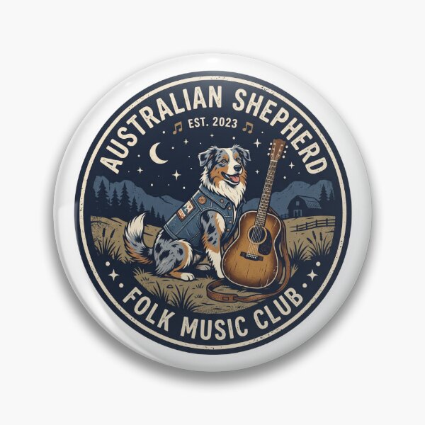 Item preview, Australian Shepherd Folk Music Acoustic Guitar Dog designed and sold by PictoVibe.