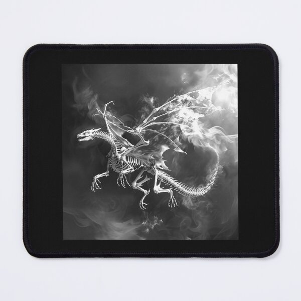 Item preview, Flaming Skeleton Dragon – Black and White Dark Fantasy Art designed and sold by inkoutninja.