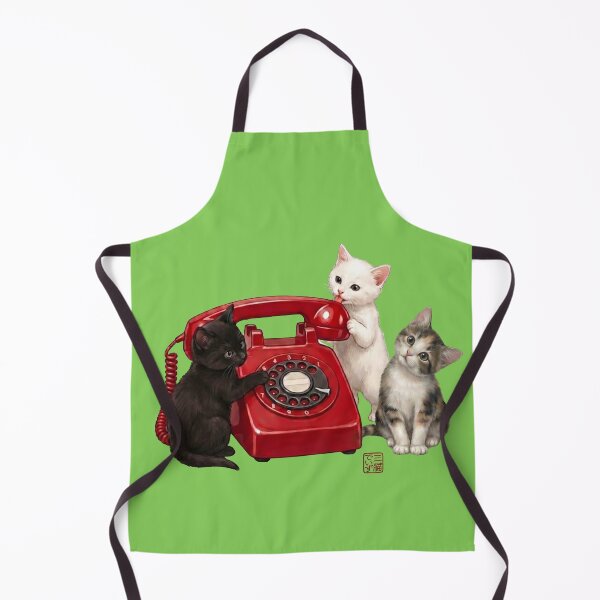 Item preview, Cute Retro Japanese Red Rotary Phone and Triplet Cats designed and sold by JapanekoGallery.