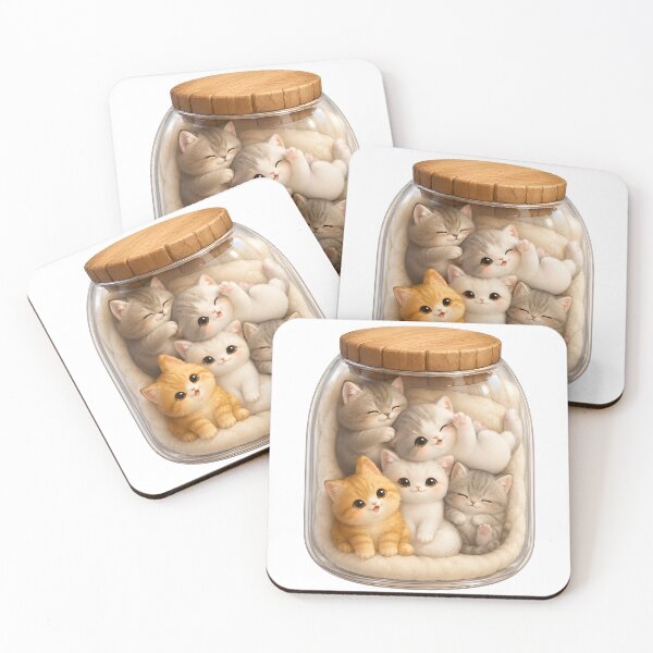 Item preview, Cute Kittens in a Jar Kawaii Cat Illustration | Adorable Cozy Kitten Design designed and sold by Extravanganzza.