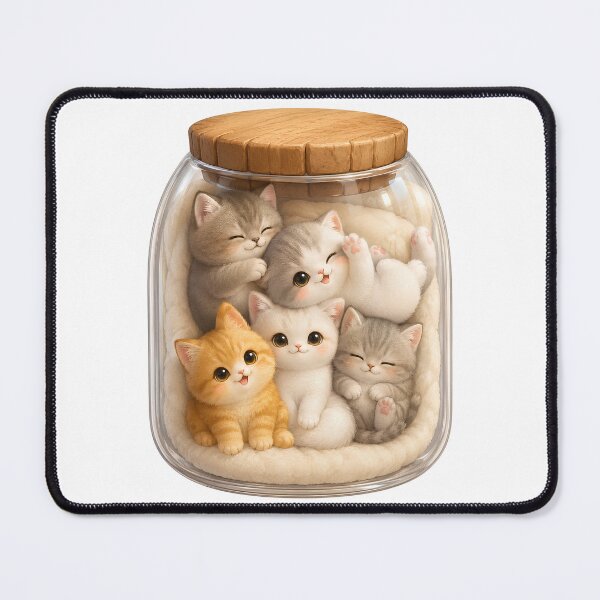 Item preview, Cute Kittens in a Jar Kawaii Cat Illustration | Adorable Cozy Kitten Design designed and sold by Extravanganzza.