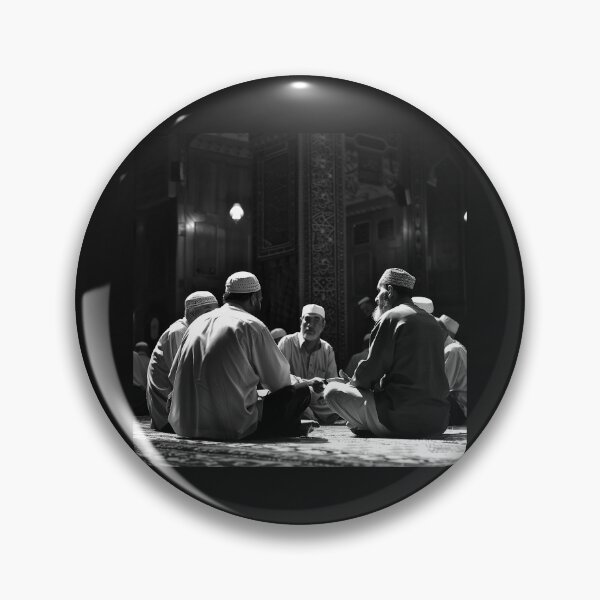 Item preview, Muslim Men in Mosque – Black and White Islamic Community Art designed and sold by inkoutninja.