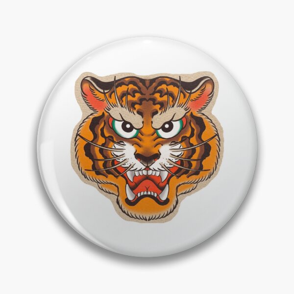 Item preview, Fierce Angry Tiger Head Tattoo Aesthetic Art designed and sold by Vekonn.