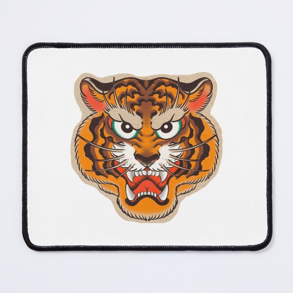 Item preview, Fierce Angry Tiger Head Tattoo Aesthetic Art designed and sold by Vekonn.