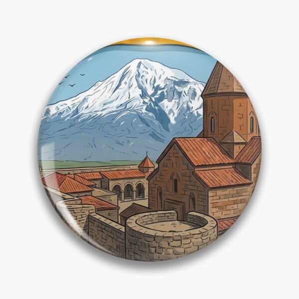 Item preview, Khor Virap Monastery Armenia Vintage Travel Illustration designed and sold by ryanapples2.