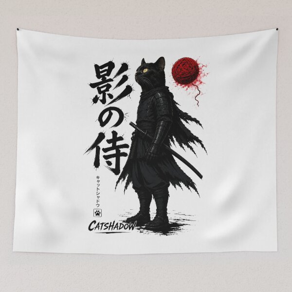 Item preview, CatShadow Black Samurai Cat Warrior designed and sold by Espinazul.