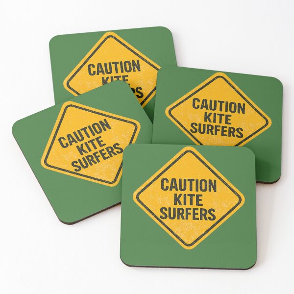 Item preview, Green Caution Kite Surfers Vintage Beach Warning Sign designed and sold by Islabonita..