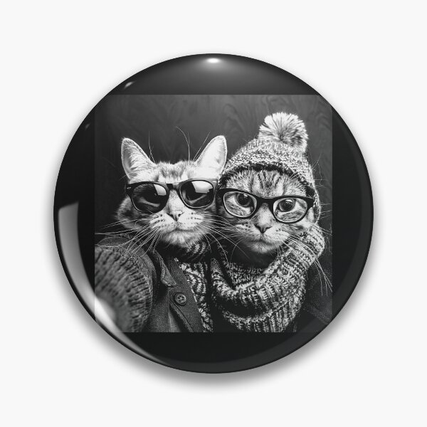 Item preview, Cool Cats Winter Selfie – Funny Black and White Cat Art designed and sold by inkoutninja.