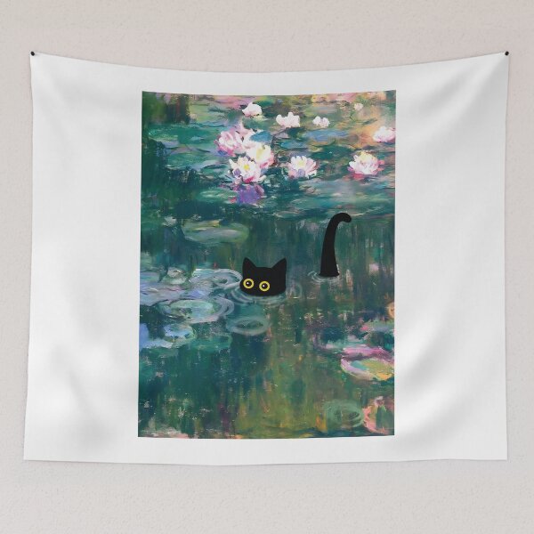 Item preview, Monet Cat in Water Lilies Pond designed and sold by PurrfectHome.
