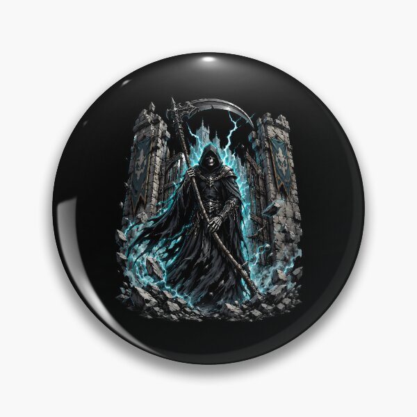 Item preview, Grim Reaper Guarding Broken Gates Under Teal Lightning designed and sold by Tong4130.
