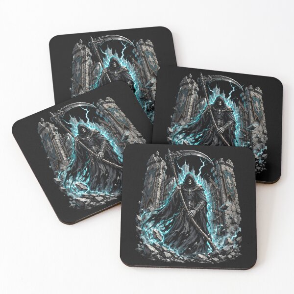 Item preview, Grim Reaper Guarding Broken Gates Under Teal Lightning designed and sold by Tong4130.