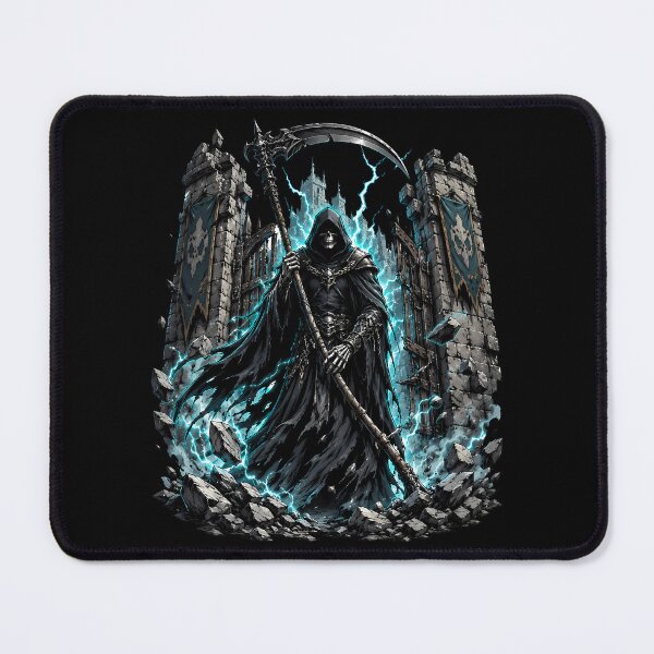 Item preview, Grim Reaper Guarding Broken Gates Under Teal Lightning designed and sold by Tong4130.