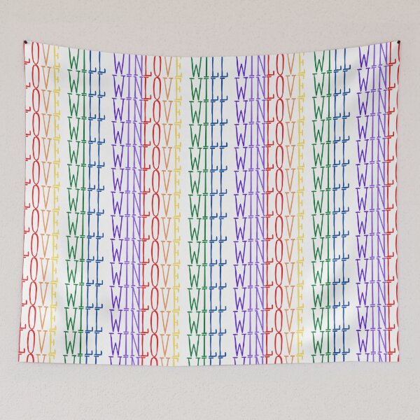 Item preview, Love Will Win Rainbow Pride Hand Lettered designed and sold by Origami Flamingo Co.