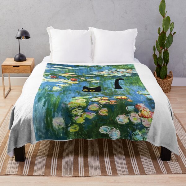 Item preview, monet cat in water lilies pond designed and sold by PurrfectHome.