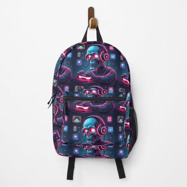 Item preview, Neon-Lit Skull Gamer | Cool Gaming Skull Headphone Art designed and sold by Dreambytes.