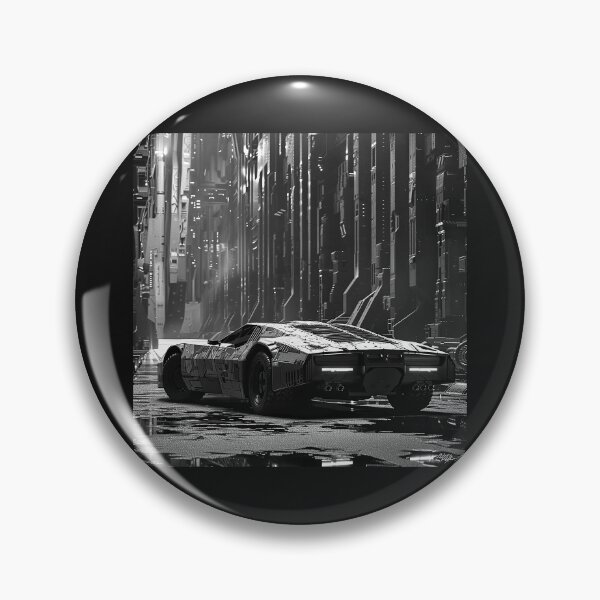 Item preview, Futuristic Cyberpunk Supercar – Black and White Sci-Fi Automotive Art designed and sold by inkoutninja.