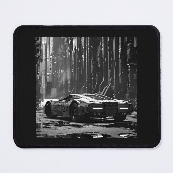 Item preview, Futuristic Cyberpunk Supercar – Black and White Sci-Fi Automotive Art designed and sold by inkoutninja.