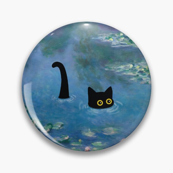 Item preview, cute black cat under waterlilies monet  designed and sold by PurrfectHome.