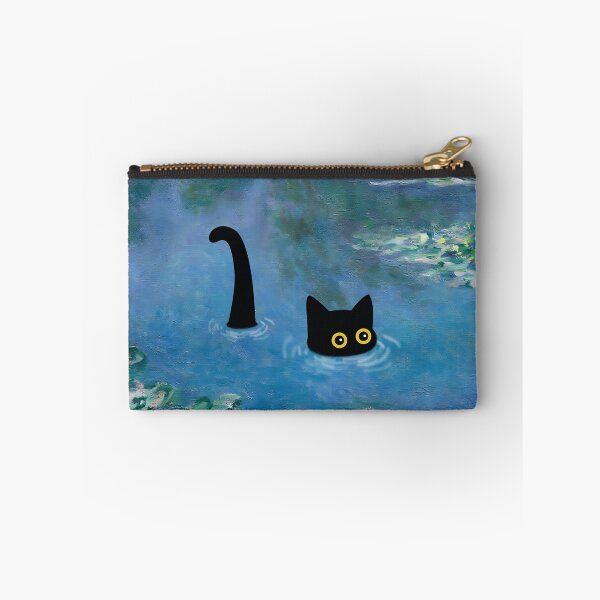 Item preview, cute black cat under waterlilies monet  designed and sold by PurrfectHome.