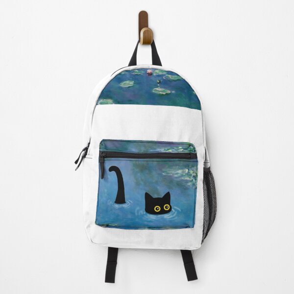Item preview, cute black cat under waterlilies monet  designed and sold by PurrfectHome.
