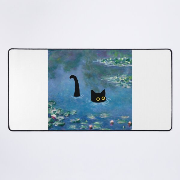 Item preview, cute black cat under waterlilies monet  designed and sold by PurrfectHome.