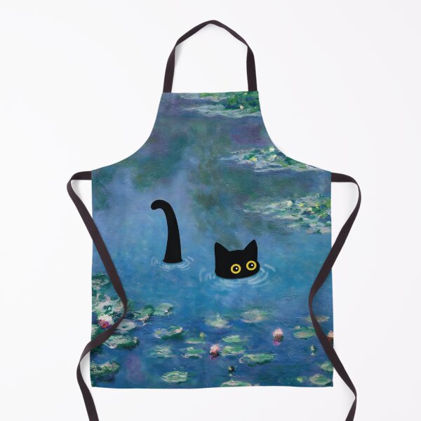 Item preview, cute black cat under waterlilies monet  designed and sold by PurrfectHome.