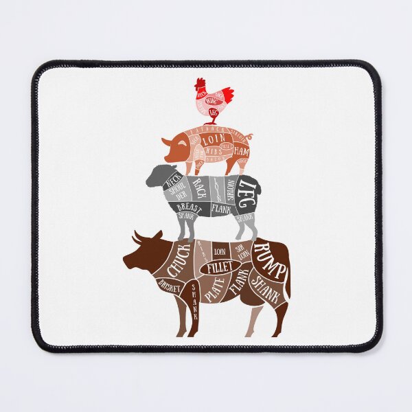 Item preview, Butcher Chart Sticker Shirt - Chicken Pig Sheep Cow - Funny Foodie BBQ Gift designed and sold by Terra Walker Design.