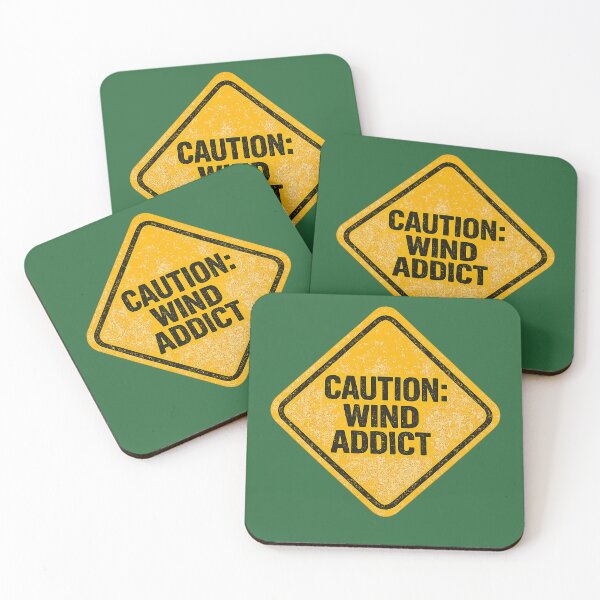 Item preview, Green Caution Wind Addict Funny Kitesurf Vintage Sign designed and sold by Islabonita..