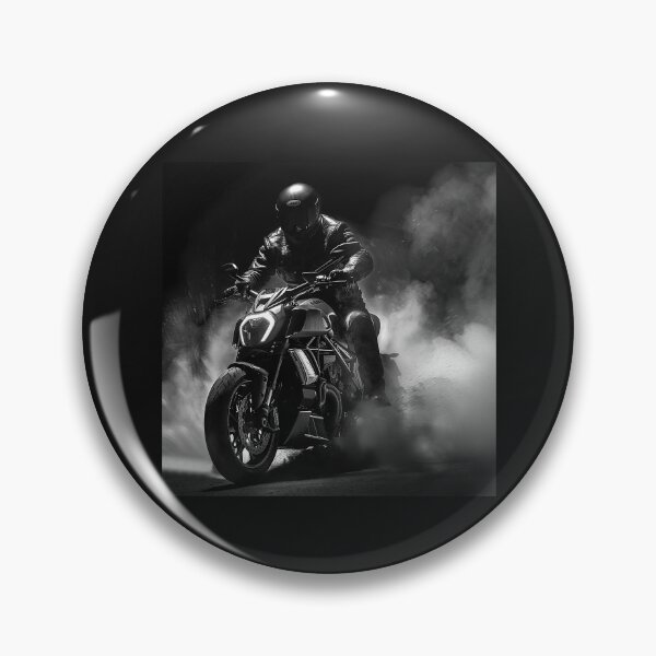 Item preview, Motorcycle Rider in Smoke – Black and White Biker Art designed and sold by inkoutninja.