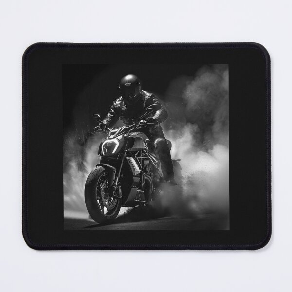 Item preview, Motorcycle Rider in Smoke – Black and White Biker Art designed and sold by inkoutninja.