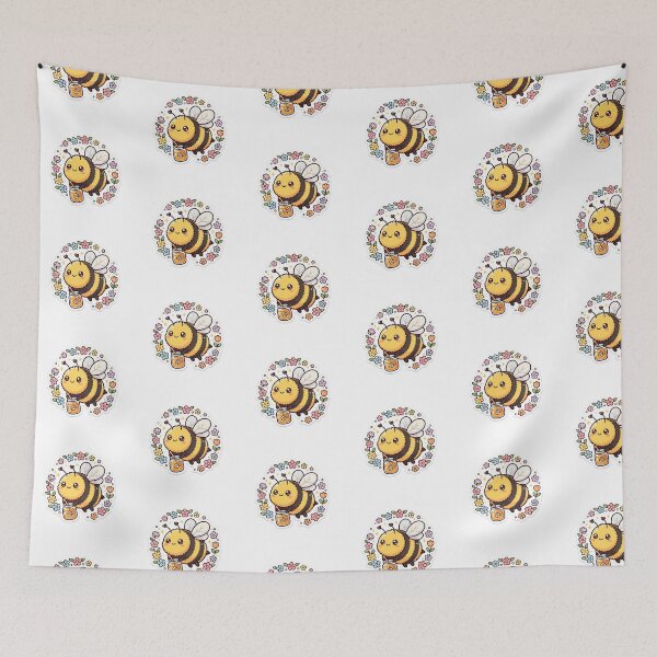 Item preview, Kawaii Bee Sticker Cute Bee Happy Bumble Bee Garden Sticker designed and sold by yanejoy.