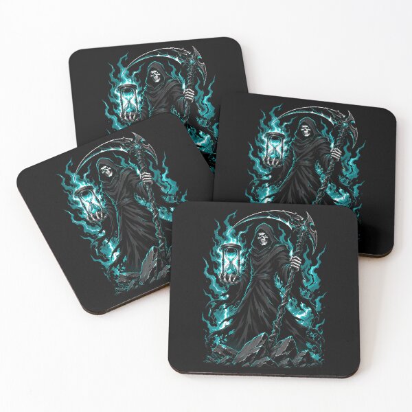 Item preview, Grim Reaper Holding Hourglass Amid Violent Teal Storm designed and sold by Tong4130.