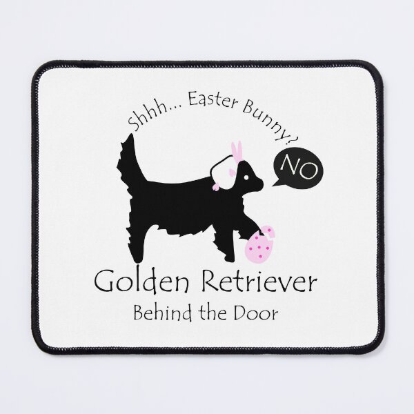 Item preview, Funny Golden Retriever Easter Bunny Behind the Door Black Text designed and sold by Na7nasColorShop.