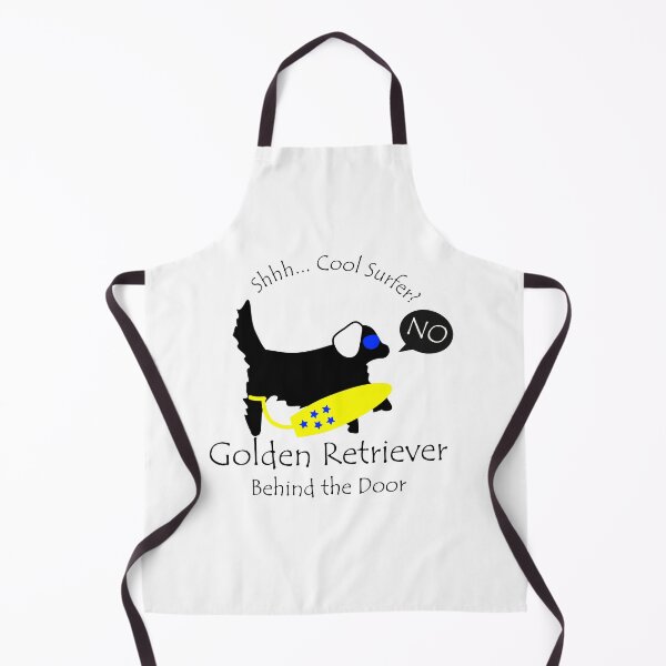 Item preview, Funny Golden Retriever Cool Surfer Behind the Door Black Text designed and sold by Na7nasColorShop.