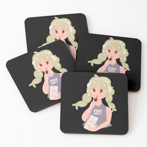 Item preview, Stay Happy Cute Anime Girl Illustration Design designed and sold by Nixsasaart.