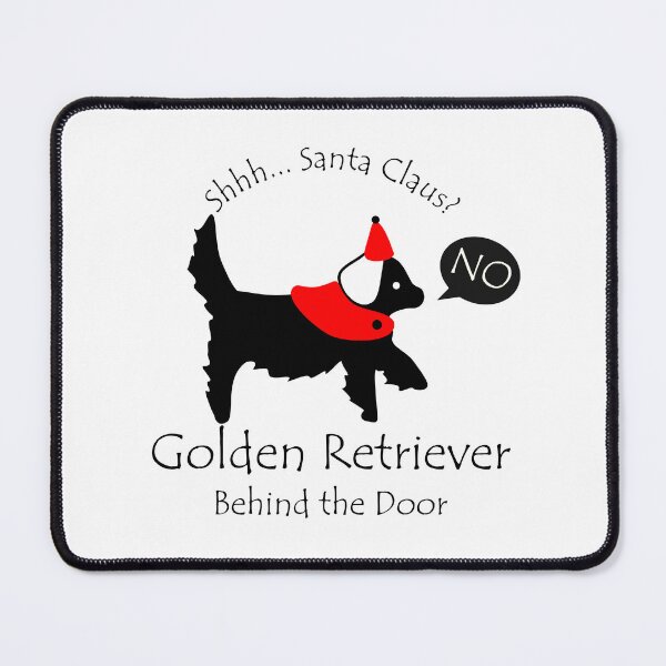 Item preview, Funny Golden Retriever Santa Claus Behind the Door Black Text designed and sold by Na7nasColorShop.