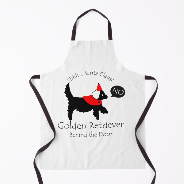 Item preview, Funny Golden Retriever Santa Claus Behind the Door Black Text designed and sold by Na7nasColorShop.