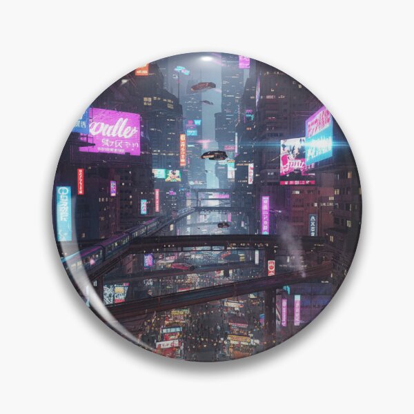 Item preview,  Neon Cyberpunk Cityscape With Flying Cars And Train designed and sold by maplesoulkiller.
