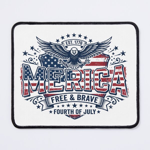 Item preview, America Merica Free and Brave Fourth of July Unisex classic tee designed and sold by Sticker Up.