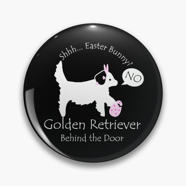 Item preview, Funny Golden Retriever Easter Bunny Behind the Door White Text designed and sold by Na7nasColorShop.