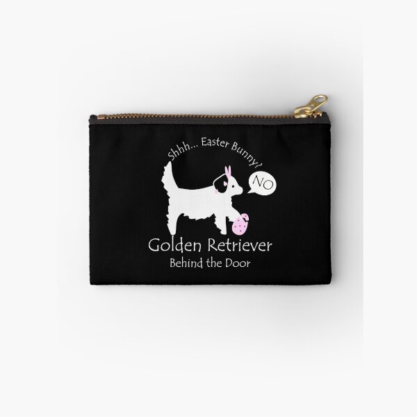 Item preview, Funny Golden Retriever Easter Bunny Behind the Door White Text designed and sold by Na7nasColorShop.
