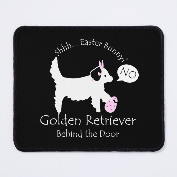 Item preview, Funny Golden Retriever Easter Bunny Behind the Door White Text designed and sold by Na7nasColorShop.