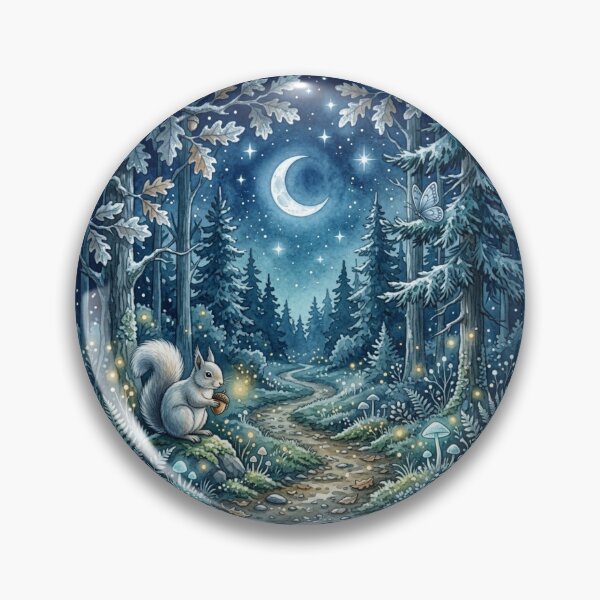 Item preview, Moonlit Forest Path Watercolor Night Art designed and sold by CalmCapy Co.